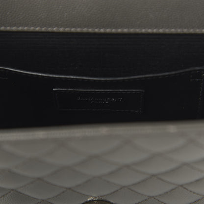 Saint Laurent Grain De Poudre Textured Mixed Matelasse Medium Triquilt Monogram Satchel Earth 8 of 10