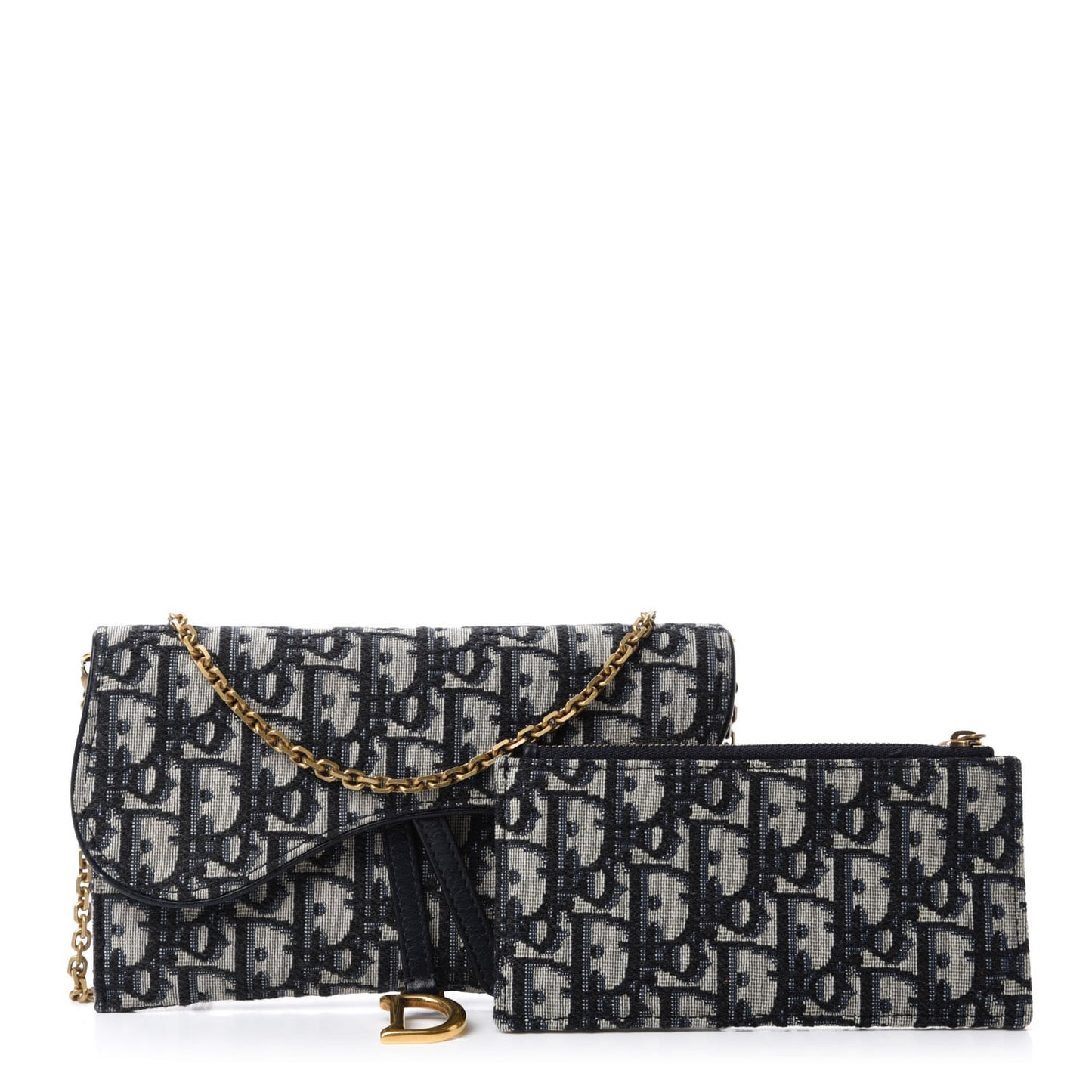 Oblique Saddle Chain Long Wallet Blue