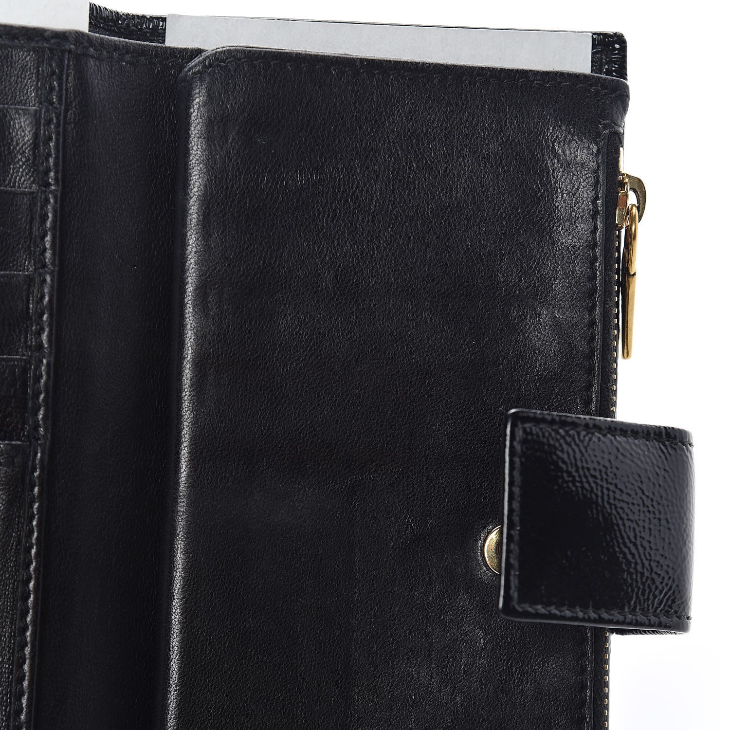 Saint Laurent Patent Y-Mail Long Wallet Black 8 of 9