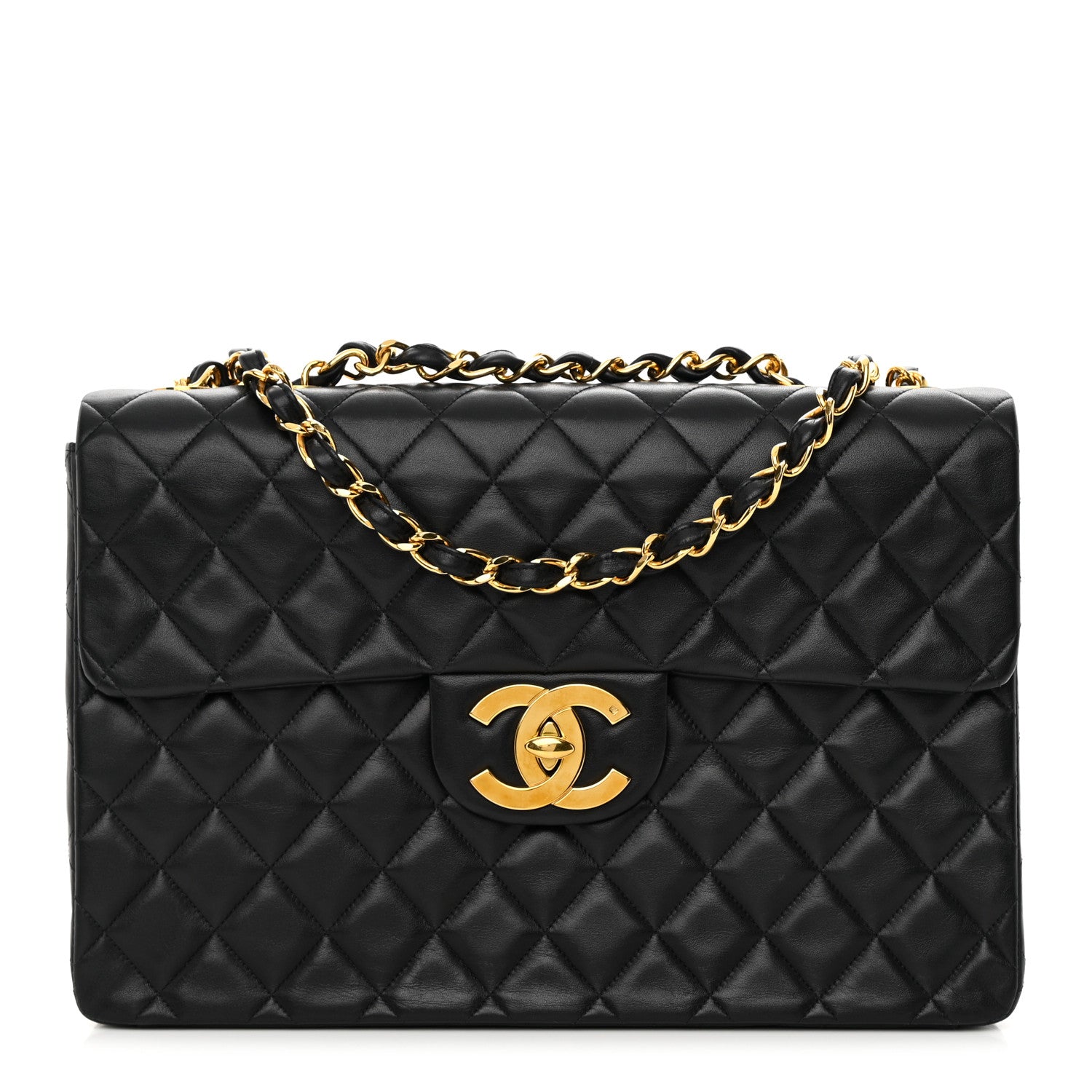 Chanel Lambskin Quilted XL Jumbo Single Flap Black 1 of 15