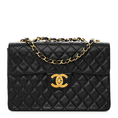 Chanel Lambskin Quilted XL Jumbo Single Flap Black 1 of 15