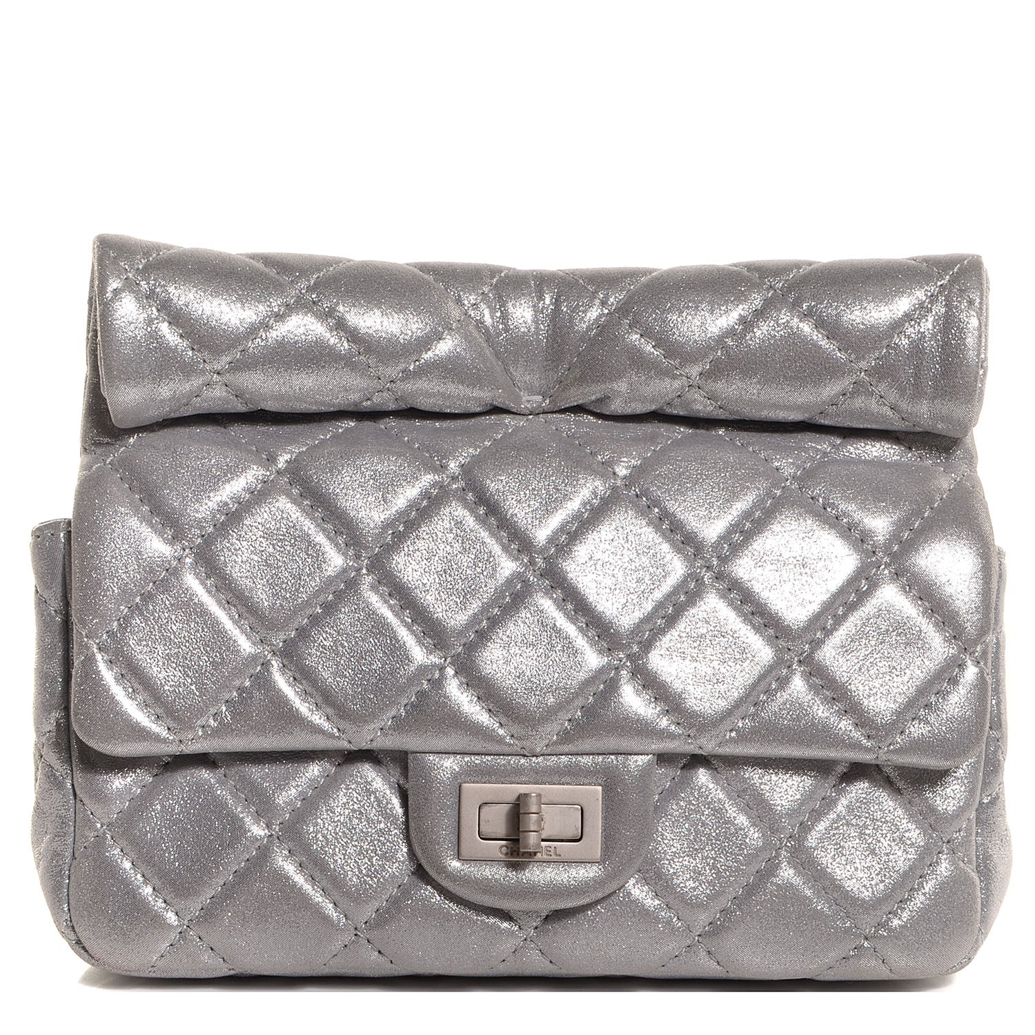 Chanel Iridescent Calfskin Quilted Small Roll Reissue Clutch Silver 1 of 8