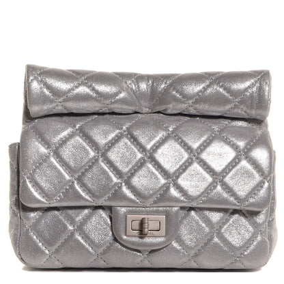 Chanel Iridescent Calfskin Quilted Small Roll Reissue Clutch Silver 1 of 8