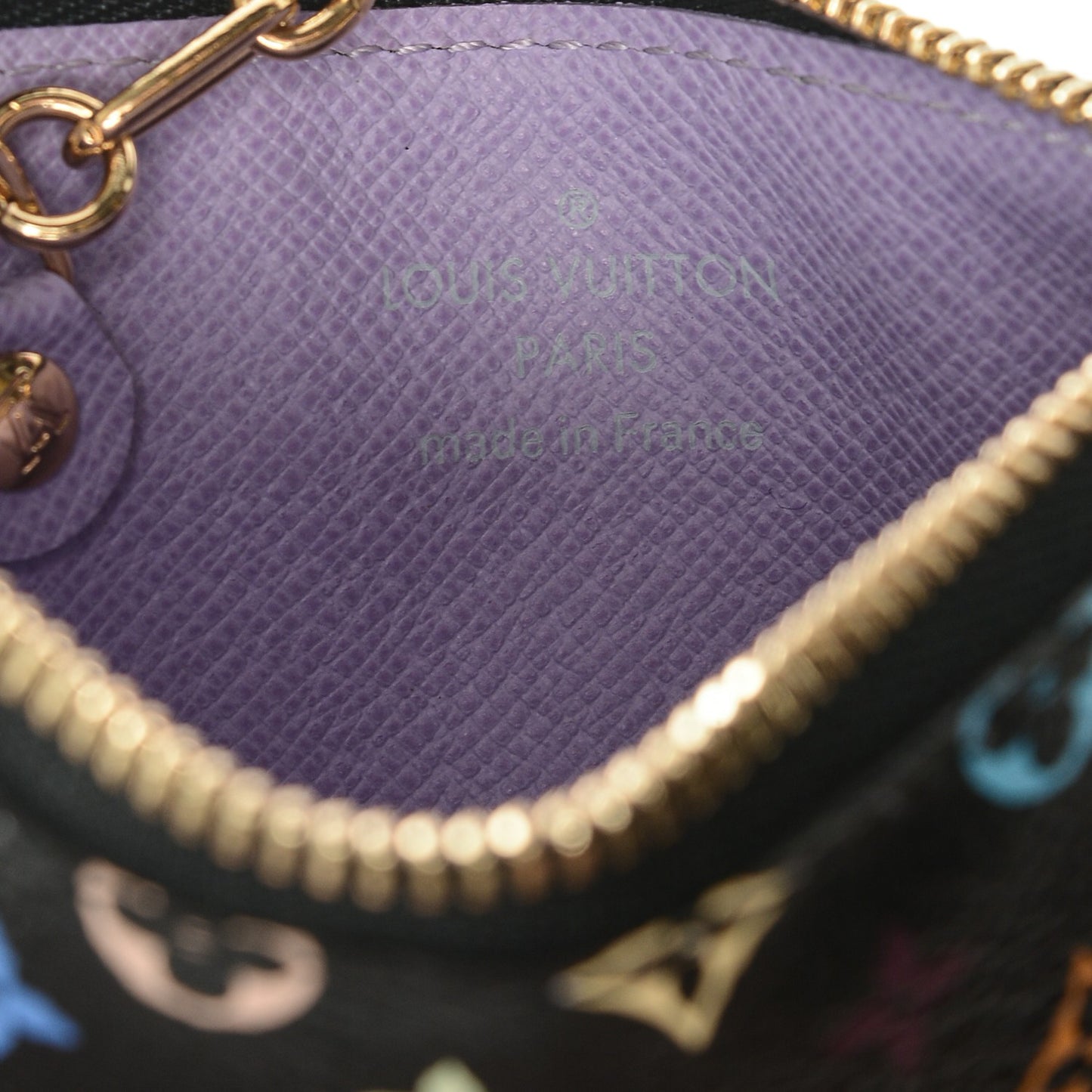 Monogram Multicolor Key Pouch Black Violet