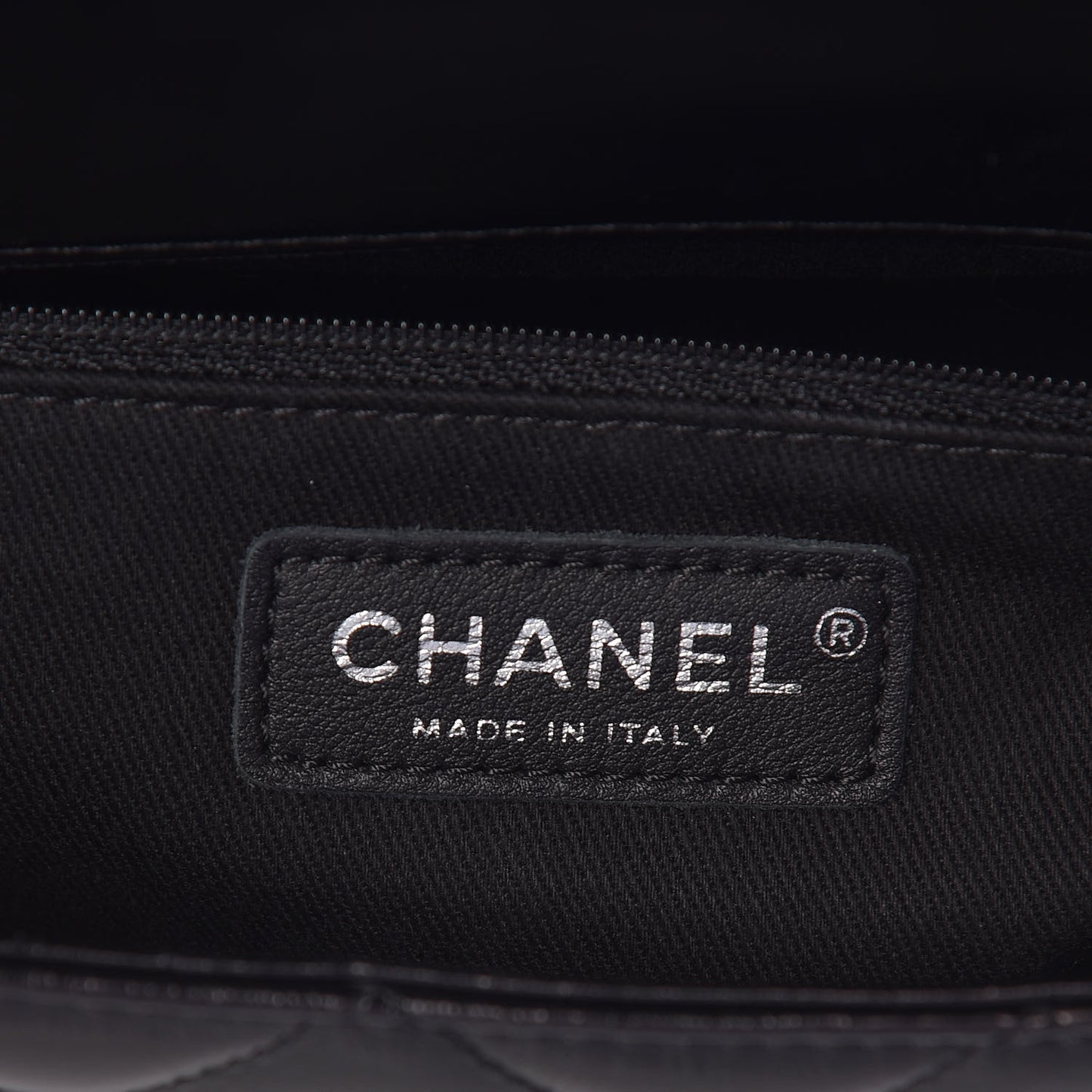 Glazed Calfskin Quilted Small CC Delivery Tote Black