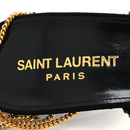 Saint Laurent Tweed Cap Toe Slingback Pumps 39 Black 6 of 7