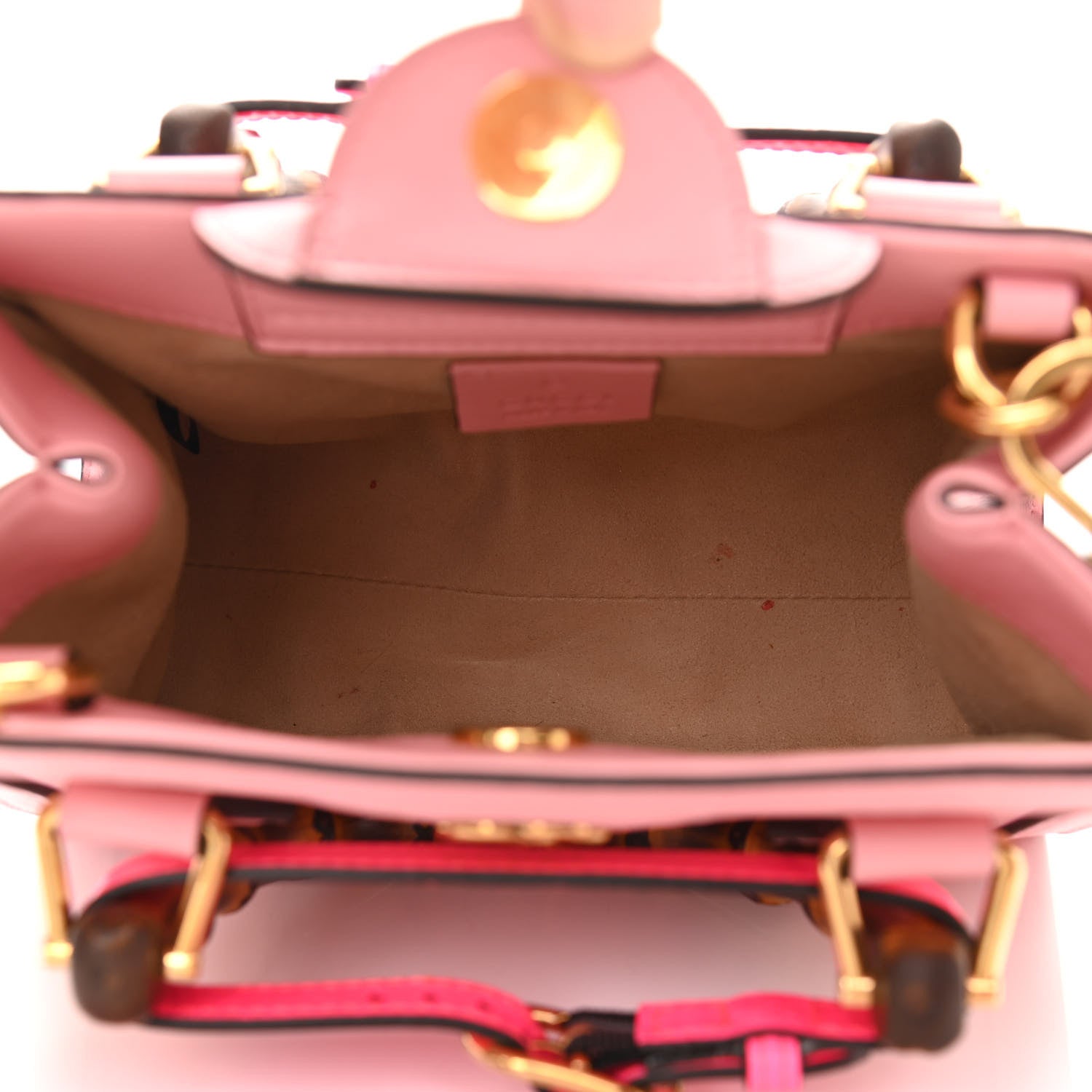 Gucci Wonka Grain Calfskin Mini Diana Tote Bag Wild Rose Fuxia Fluo 5 of 11