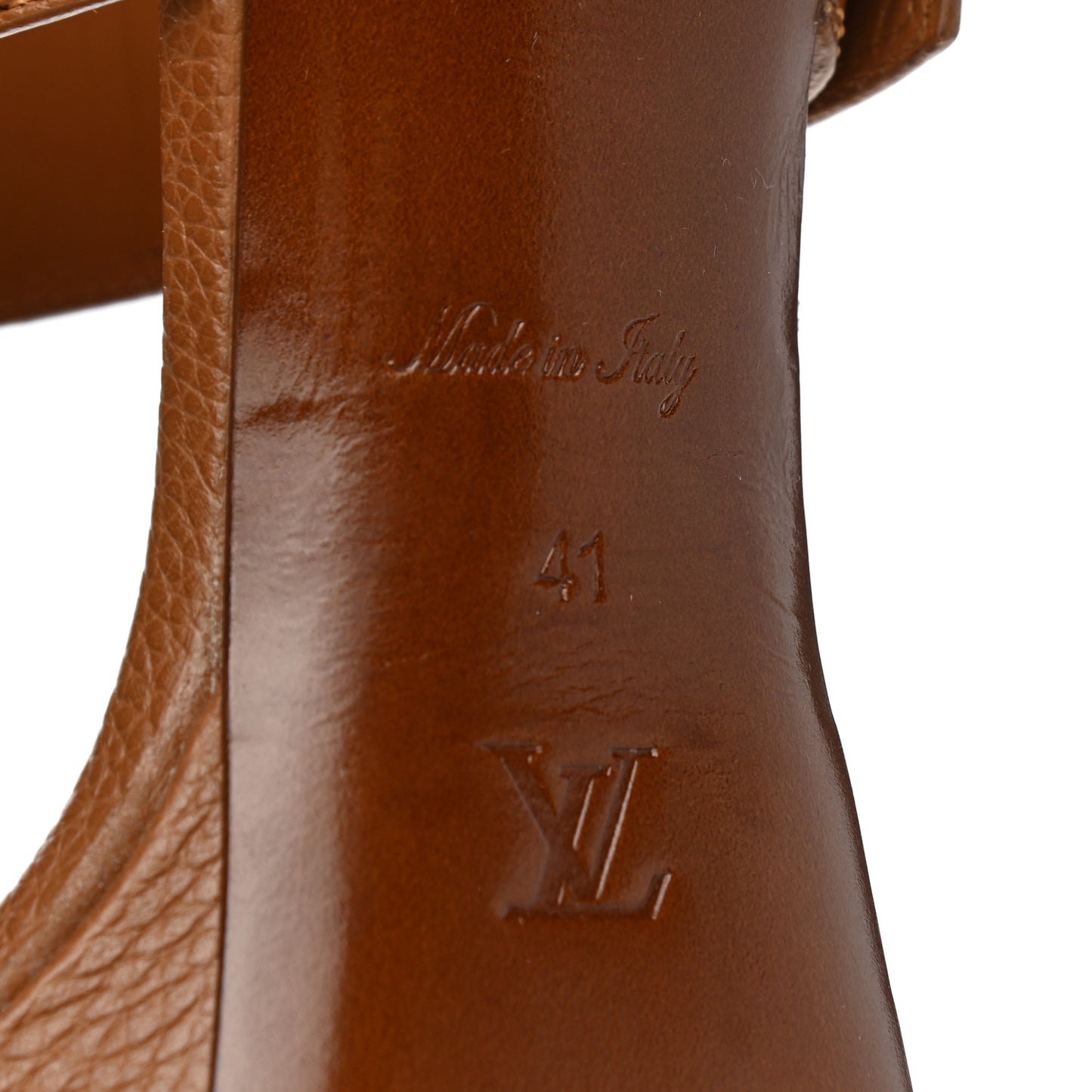 Grained Calfskin Horizon Platform Sandals 41 Cognac