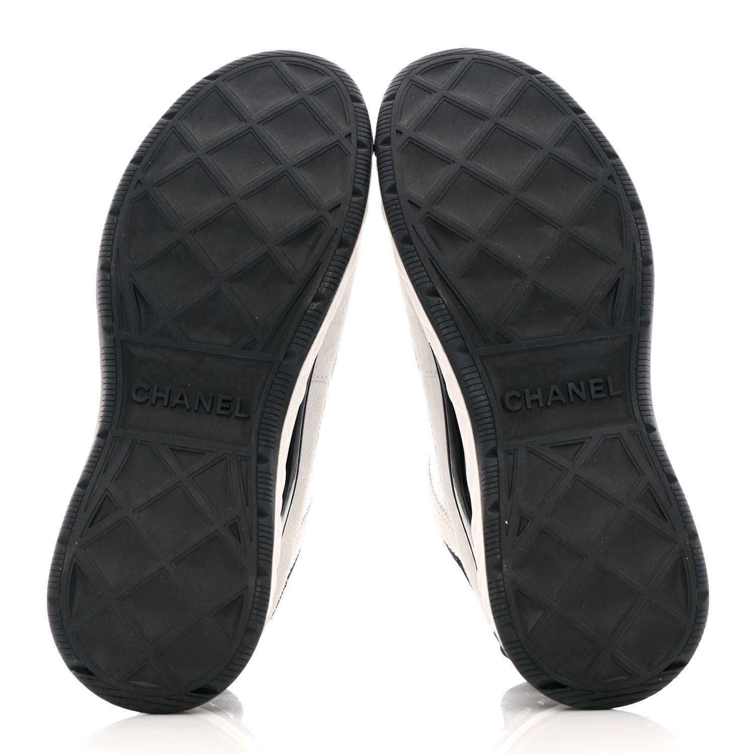 Chanel Velvet Calfskin Mixed Fibers CC Sneakers 37.5 Ivory Black 5 of 11