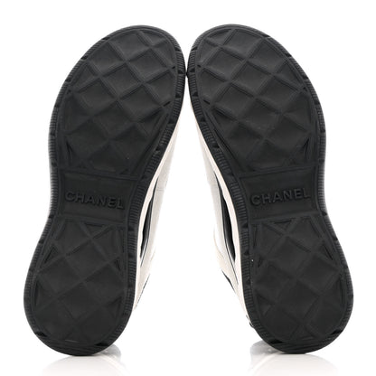 Chanel Velvet Calfskin Mixed Fibers CC Sneakers 37.5 Ivory Black 5 of 11