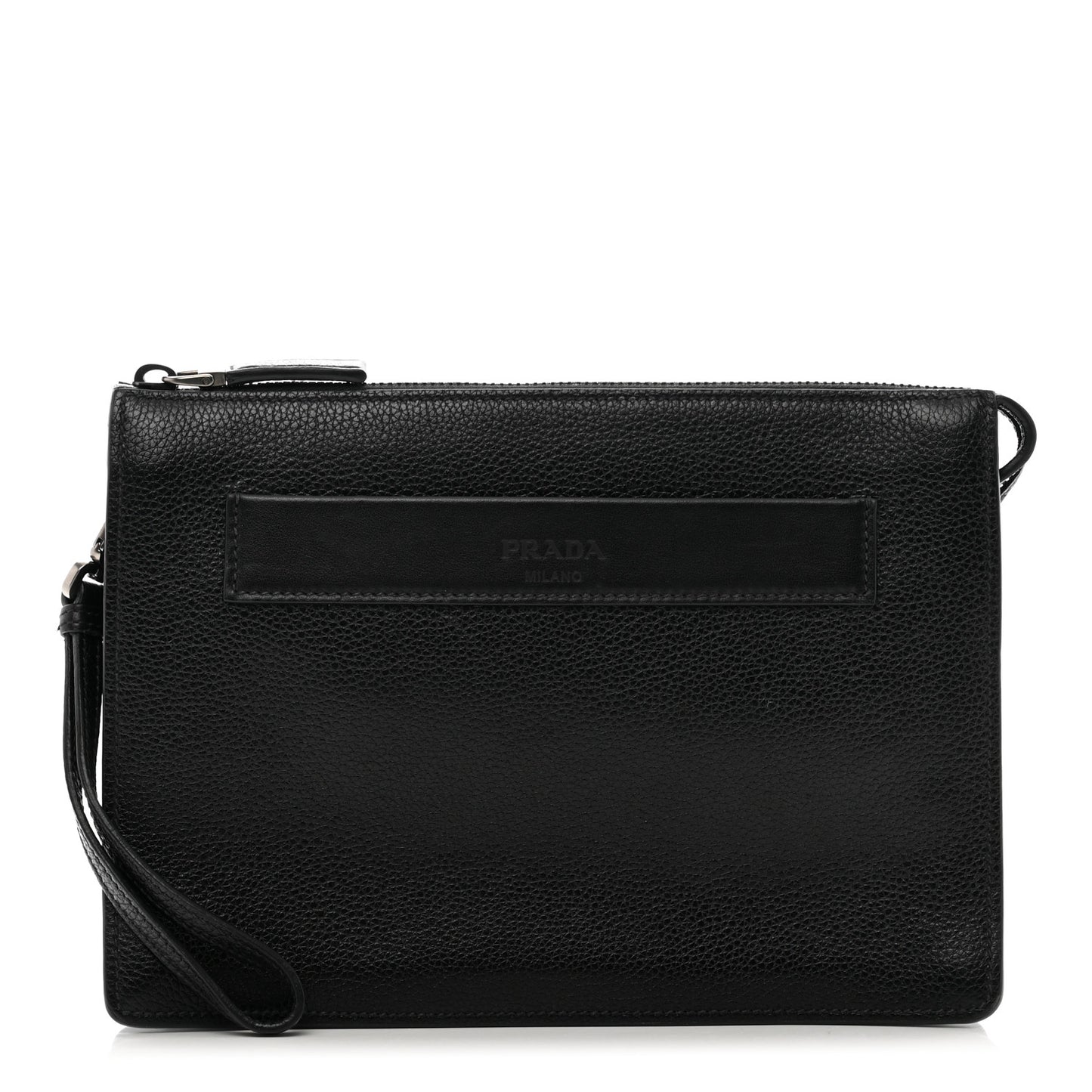 Vitello Daino Wristlet Pouch Black