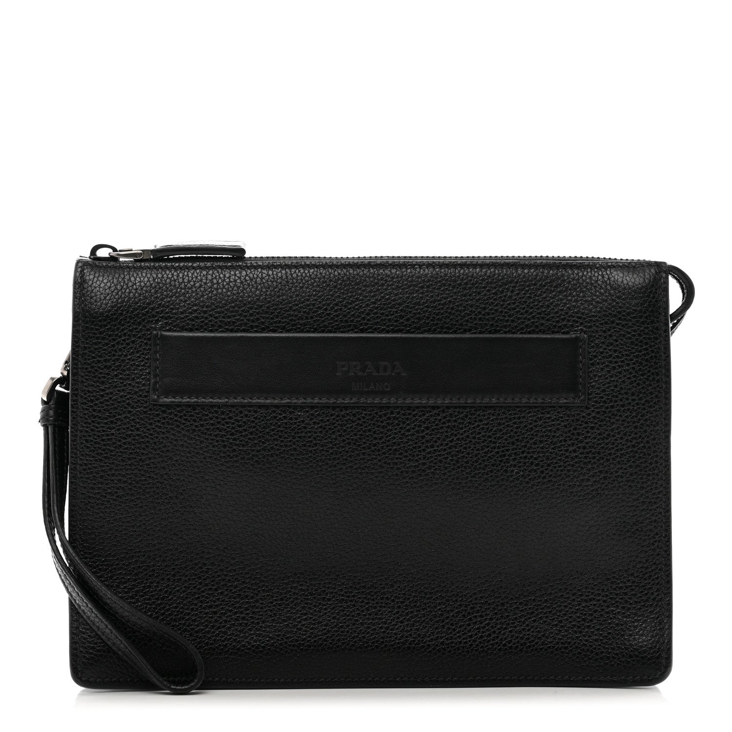 Prada Vitello Daino Wristlet Pouch Black 1 of 9