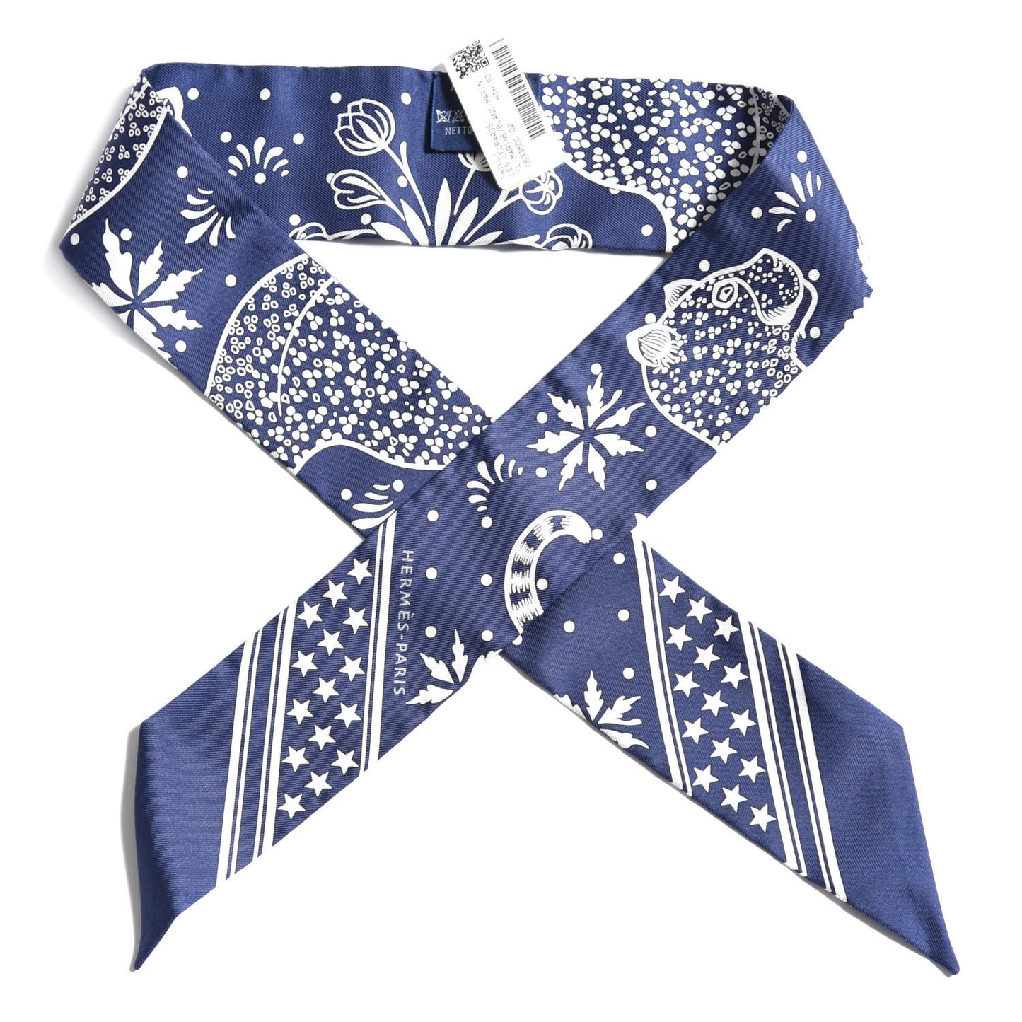 Silk Les Leopards Twilly Marine White