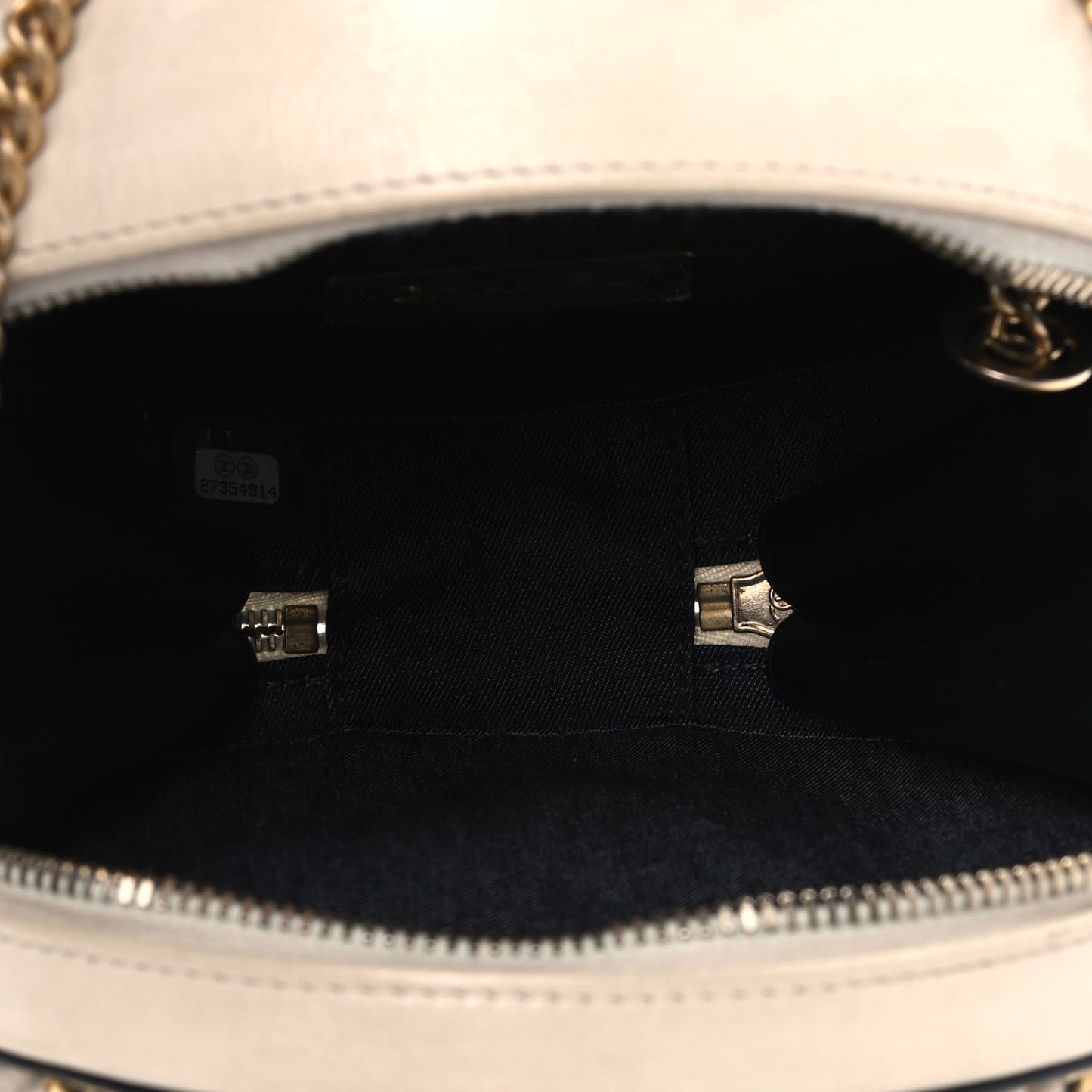 Crumpled Calfskin Cotton Small En Vogue Round Bag Black