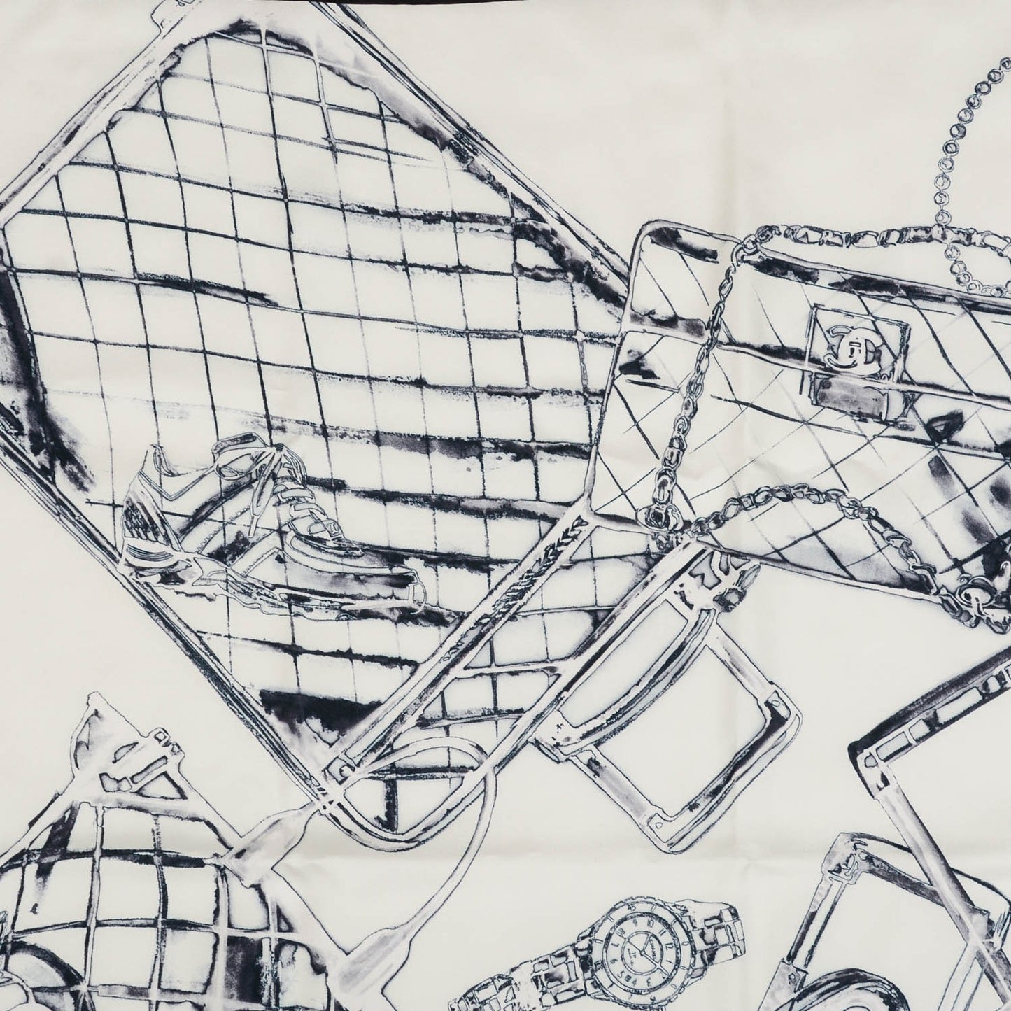 Silk X-Ray Scarf White Black