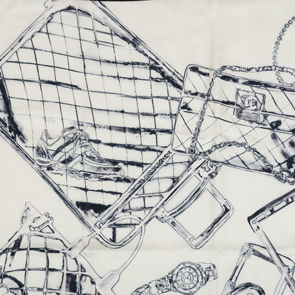 Chanel Silk X-Ray Scarf White Black 1 of 5
