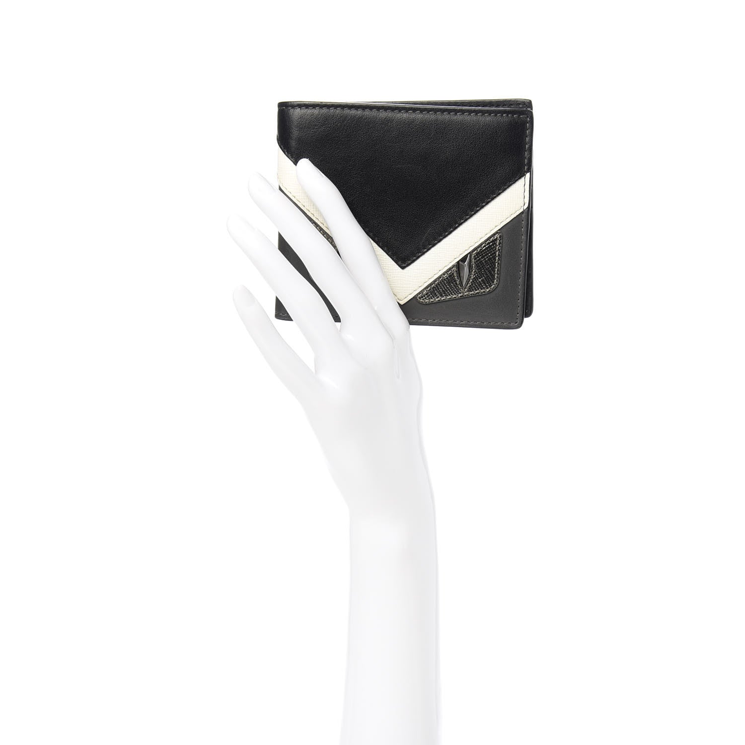 Fendi Vitello Century Elite Monster Eyes Bi-Fold Wallet Asfalto Graphite 2 of 7