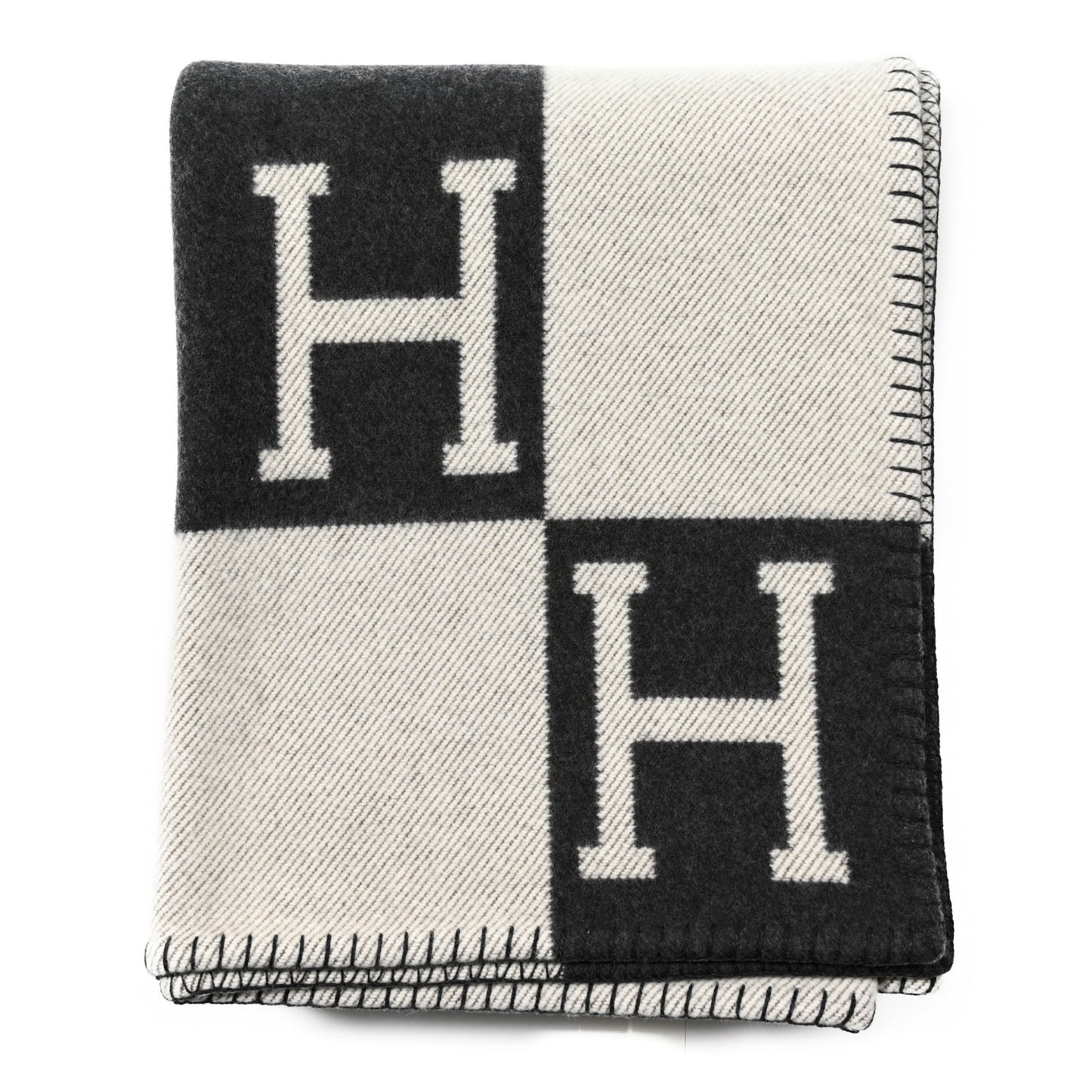 Wool Cashmere Avalon Blanket Ecru Gris Fonce