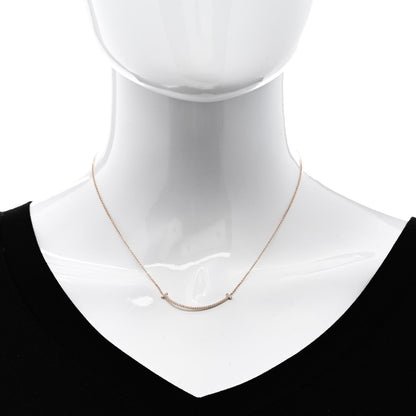 Tiffany 18K Rose Gold Diamond Small T Smile Pendant Necklace 2 of 5