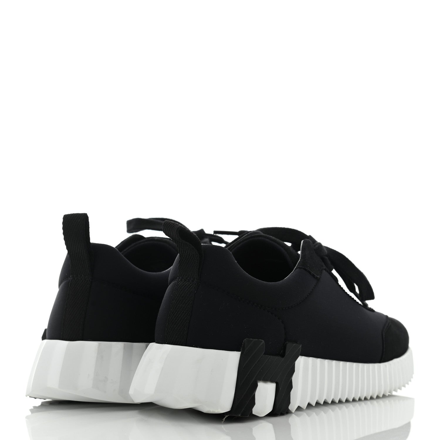 Hermes Technical Jersey Suede Goatskin Bouncing Sneakers 35.5 Black White 4 of 7