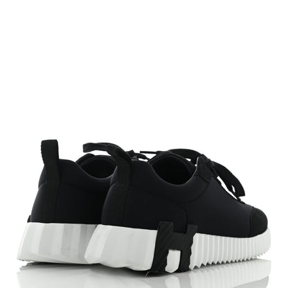 Hermes Technical Jersey Suede Goatskin Bouncing Sneakers 35.5 Black White 4 of 7