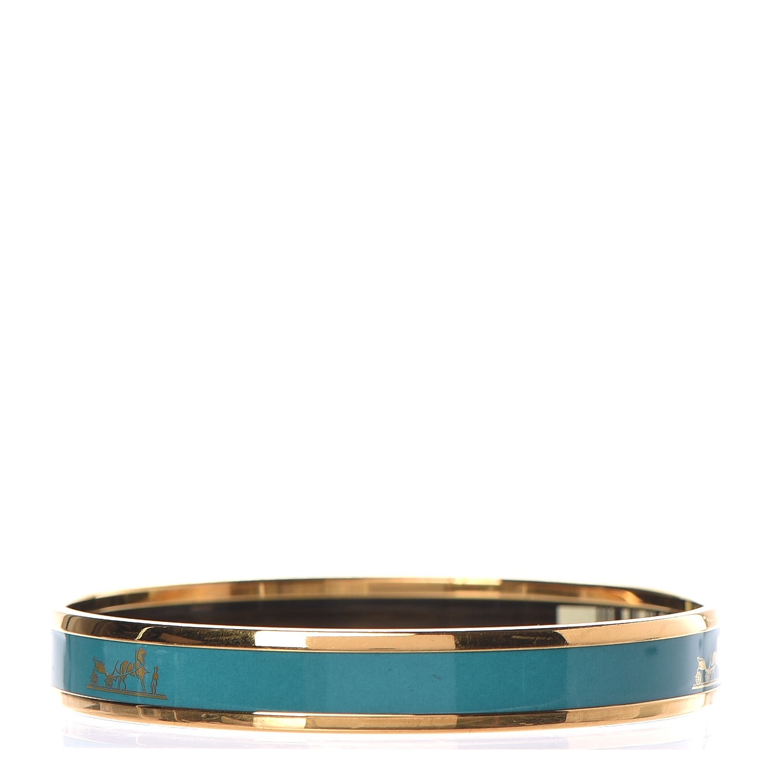 Hermes Enamel Printed Narrow Caleche Bracelet 62 Malachite 6 of 6