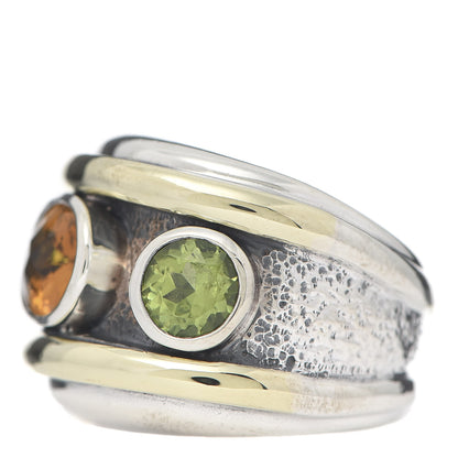 David Yurman Sterling Silver 14K Yellow Gold Citrine Peridot 17mm Renaissance Ring 52 6 3 of 8