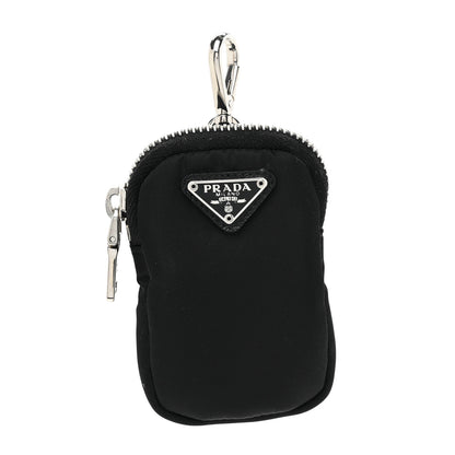 Prada Re-Nylon Pocket Metal Triangle Logo Padded Mini Key Chain Pouch Black 1 of 7