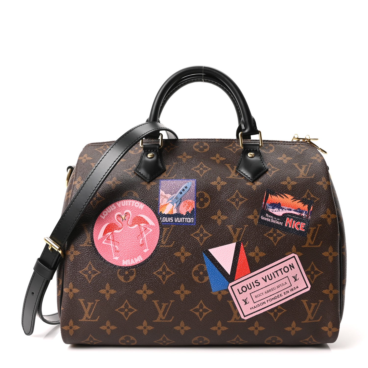 Louis Vuitton Monogram My World Tour Speedy Bandouliere 30 Black