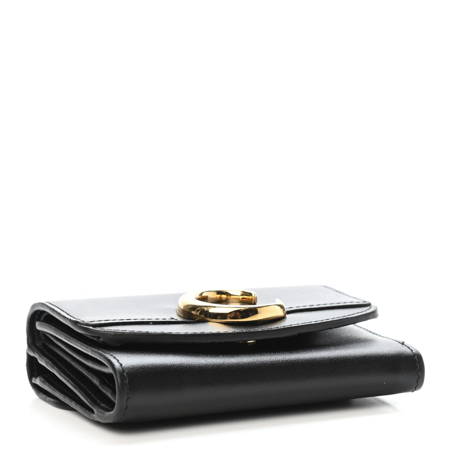 Shiny Calfskin C Small Wallet Black