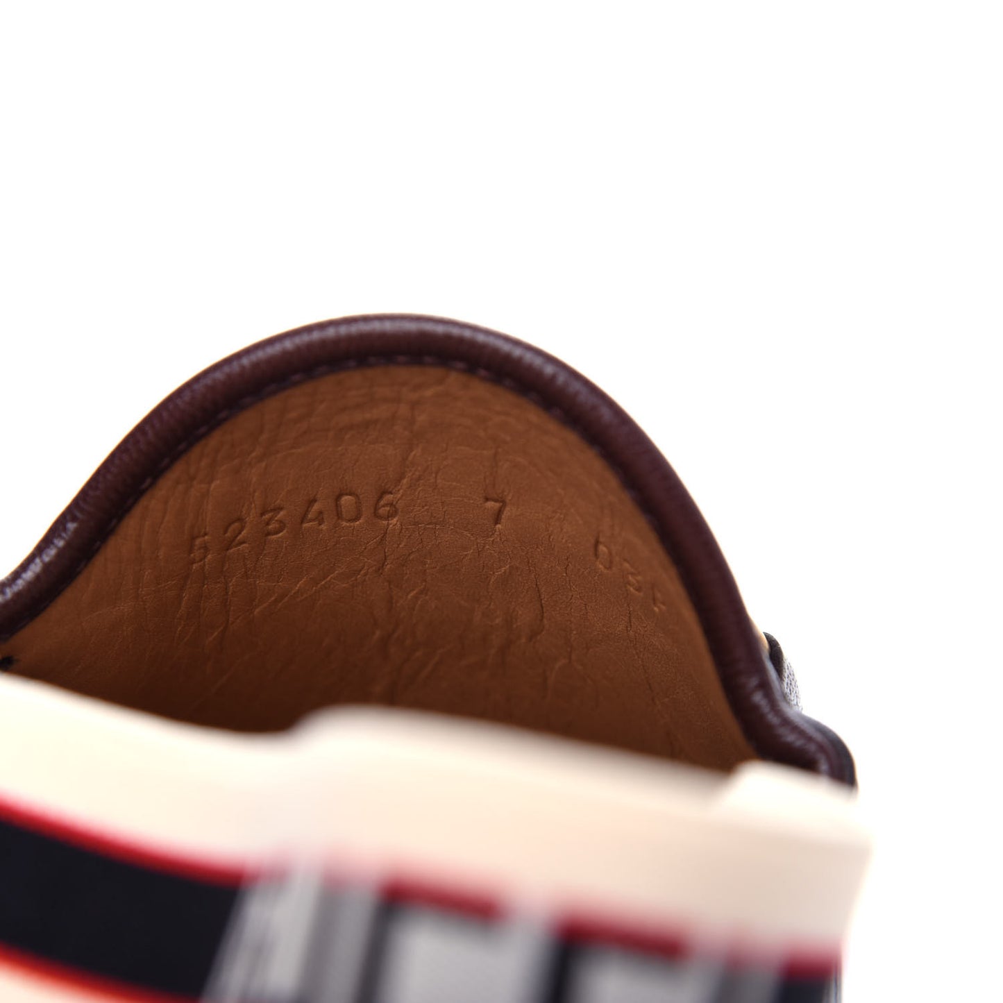 Goatskin Stripe Mens Horsebit Slingback Slippers 7 Brown