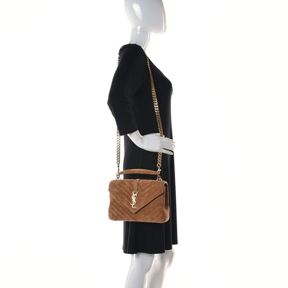 Saint Laurent Suede Matelasse Chevron Monogram Medium College Bag Cinnamon 2 of 13