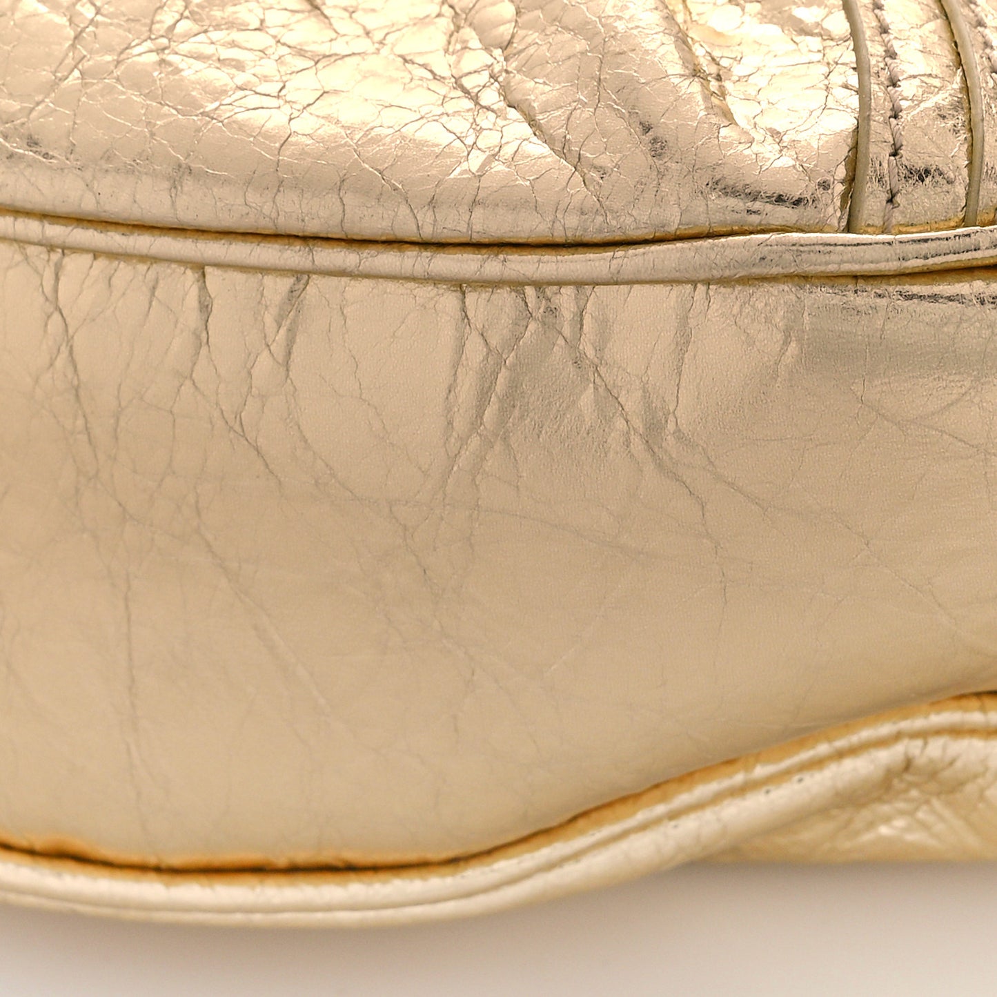 Metallic Agneau Arena Crystal Le Cagole Shoulder Bag XS Light Gold