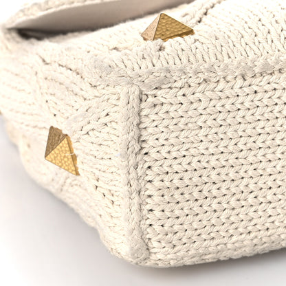 Valentino Garavani Knit Large Roman Stud Shoulder Bag Ecru 7 of 12