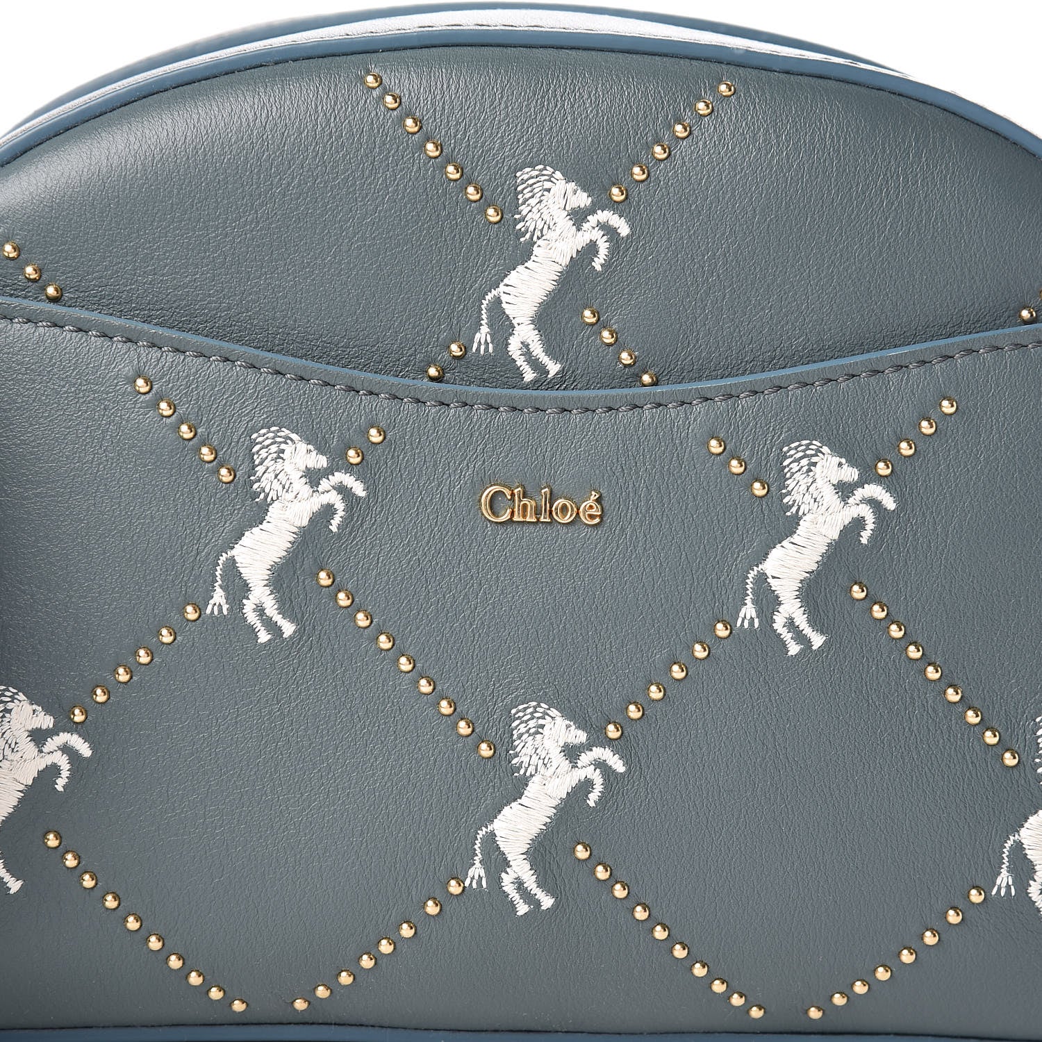 Chloe Smooth Calfskin Little Horses Embroidered Shoulder Bag Cloudy Blue 9 of 9
