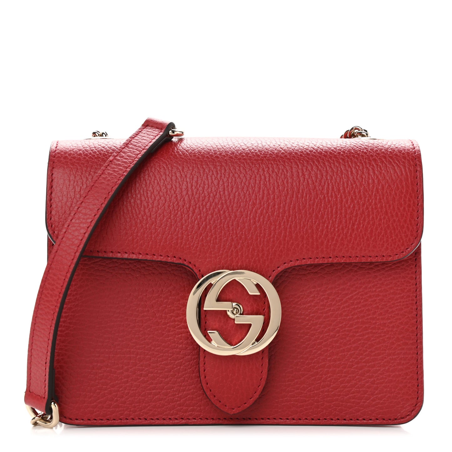 Dollar Calfskin Small Interlocking G Shoulder Bag Red