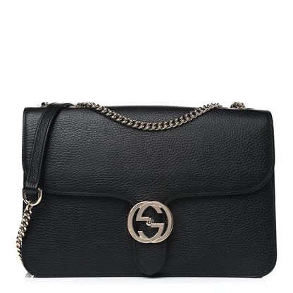 Gucci Dollar Calfskin Interlocking G Shoulder Bag Black 1 of 4