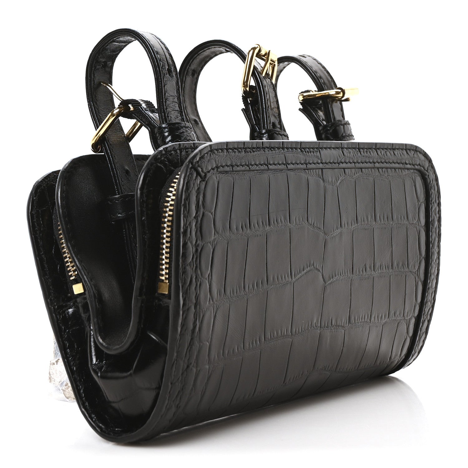 Gucci Crocodile Embossed Arm Bag Black 3 of 10