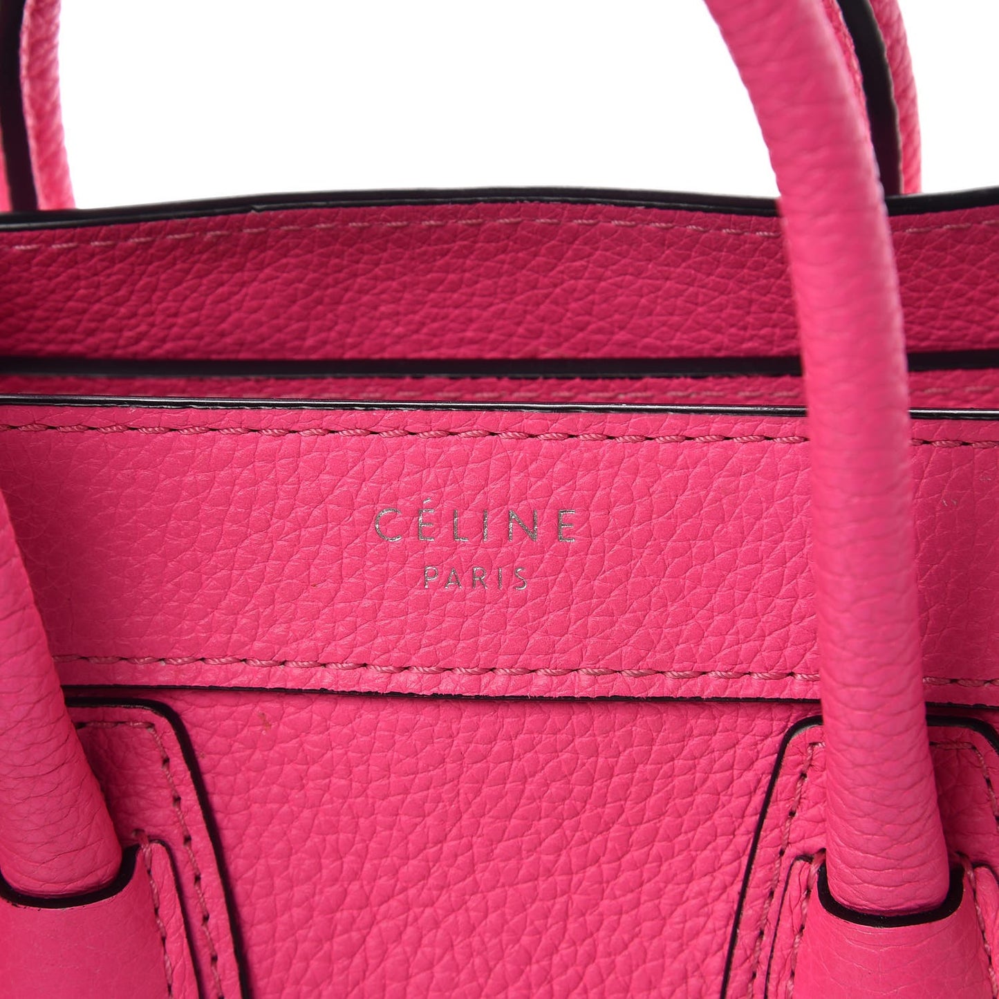 Drummed Calfskin Nano Luggage Fluo Pink