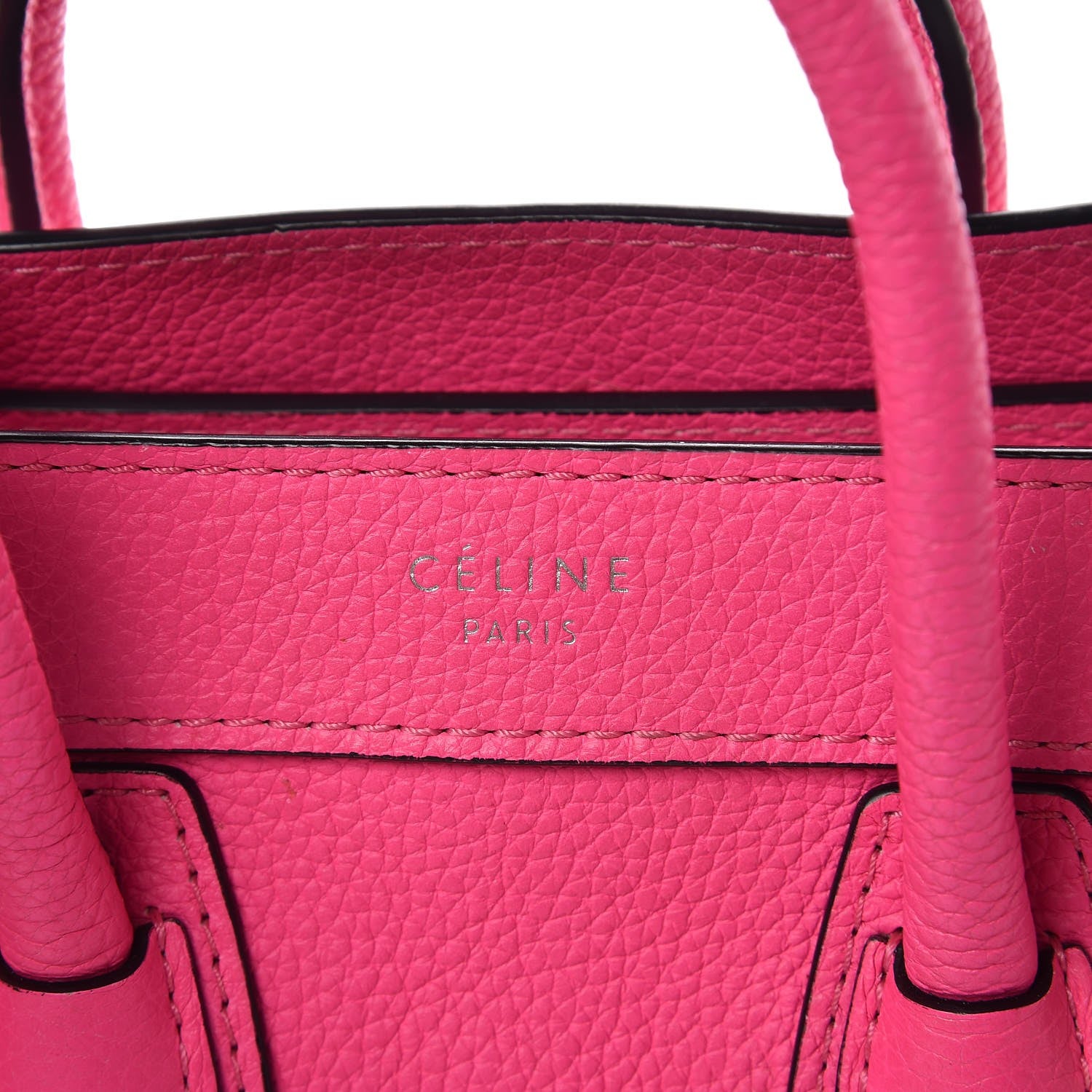 Celine Drummed Calfskin Nano Luggage Fluo Pink 8 of 16