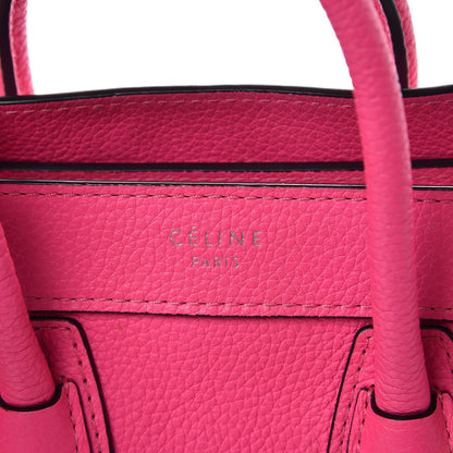 Celine Drummed Calfskin Nano Luggage Fluo Pink 8 of 16
