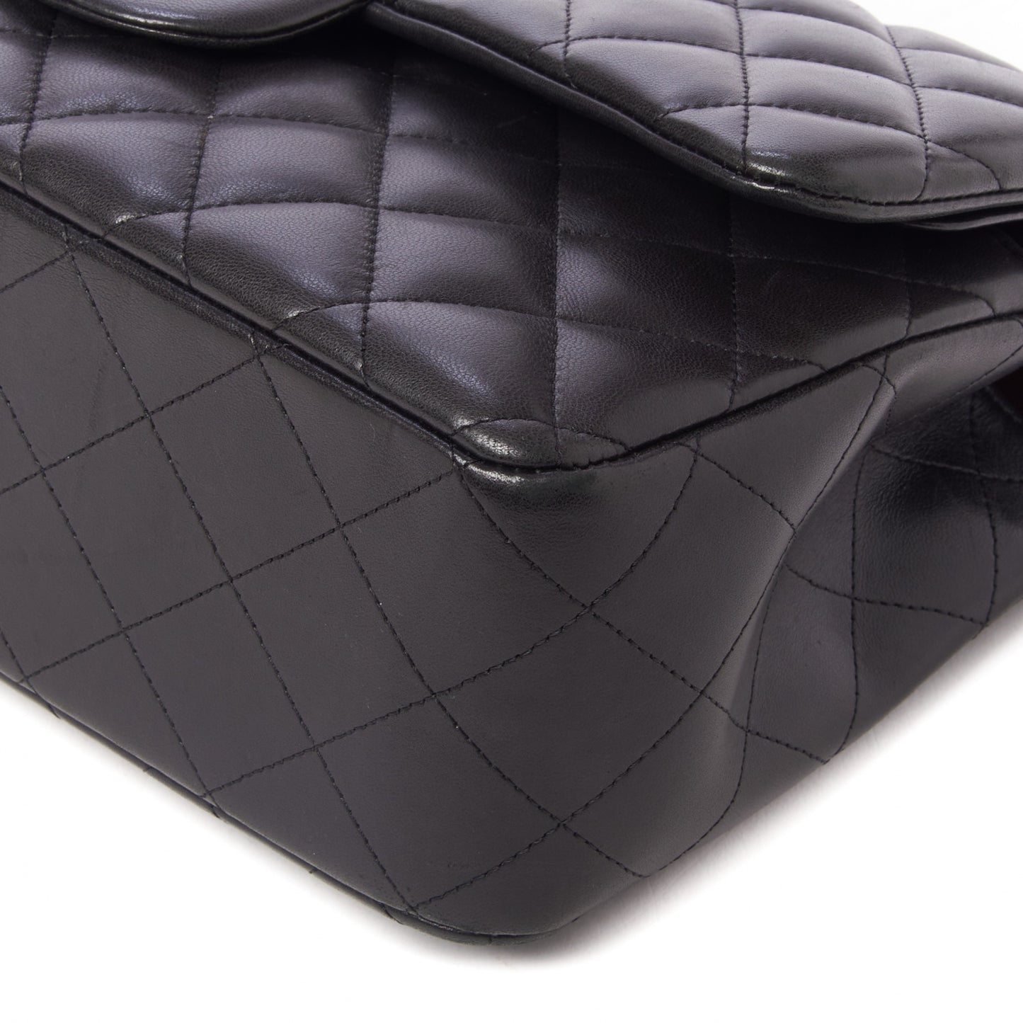 Lambskin Quilted Jumbo Double Flap Black