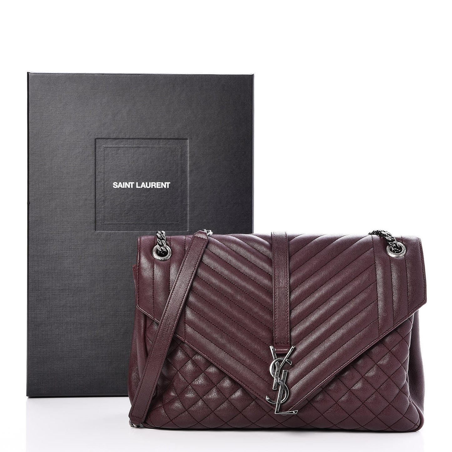 Calfskin Mixed Matelasse Triquilt Large Monogram Envelope Satchel Bordeaux