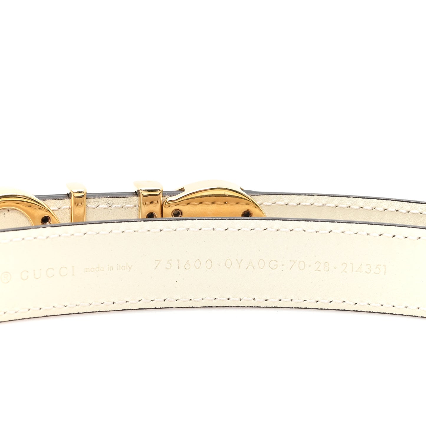 Plutone Calfskin Gucci Buckle 20mm Thin Belt 70 28 Mystic White