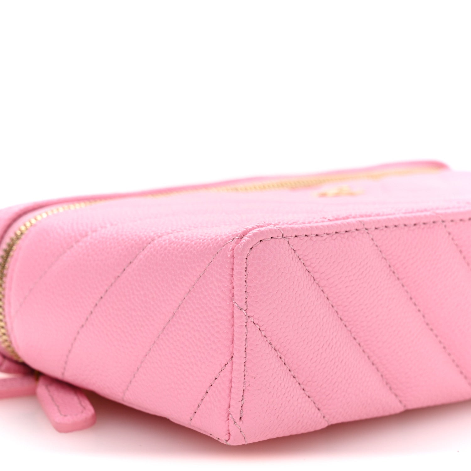 Chanel Shiny Caviar Chevron Quilted Top Handle Vanity With Chain Rose 17 of 21