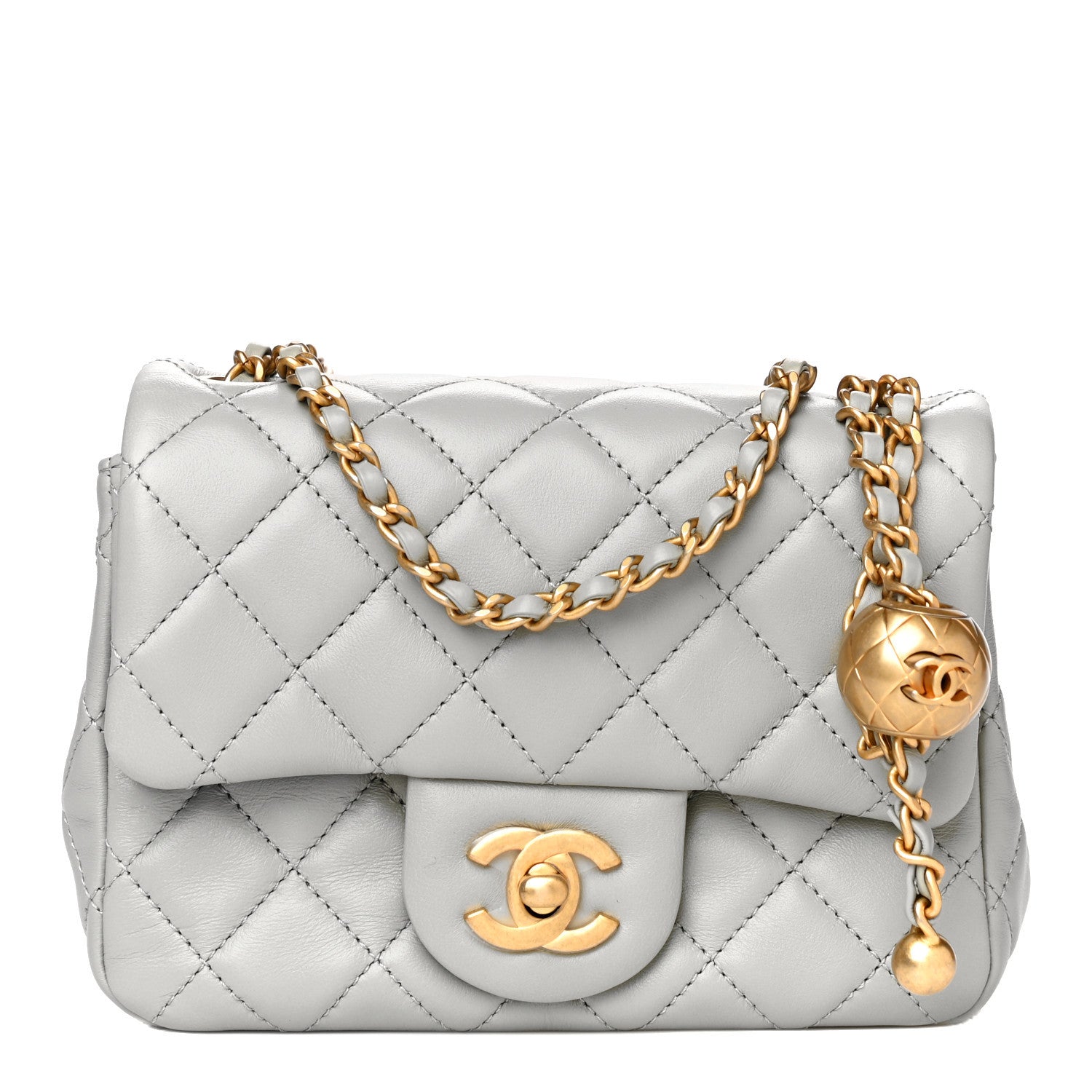 Chanel Lambskin Quilted Mini Pearl Crush Flap Light Grey 1 of 10