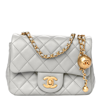 Chanel Lambskin Quilted Mini Pearl Crush Flap Light Grey 1 of 10