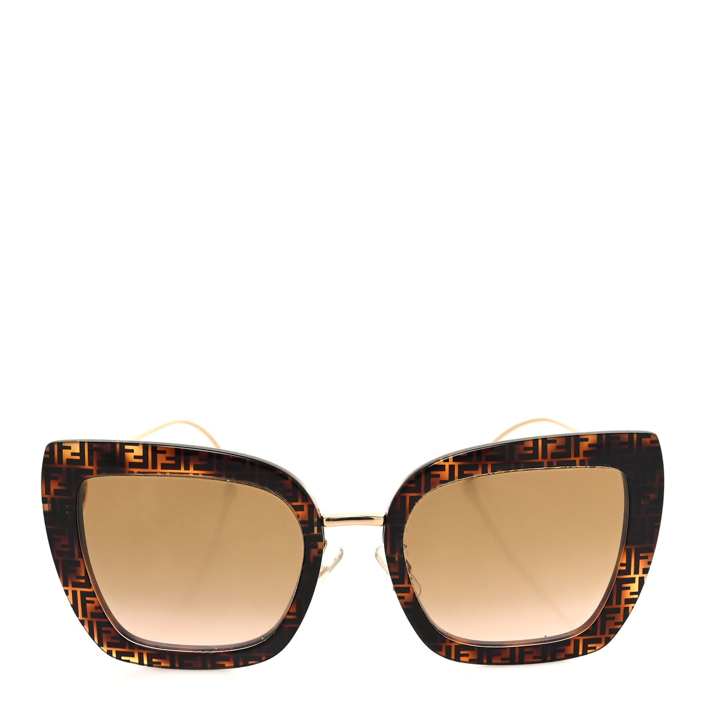 Acetate Metal F is Fendi FF Square Cat Eye Sunglasses FF 0424/F/S Havana