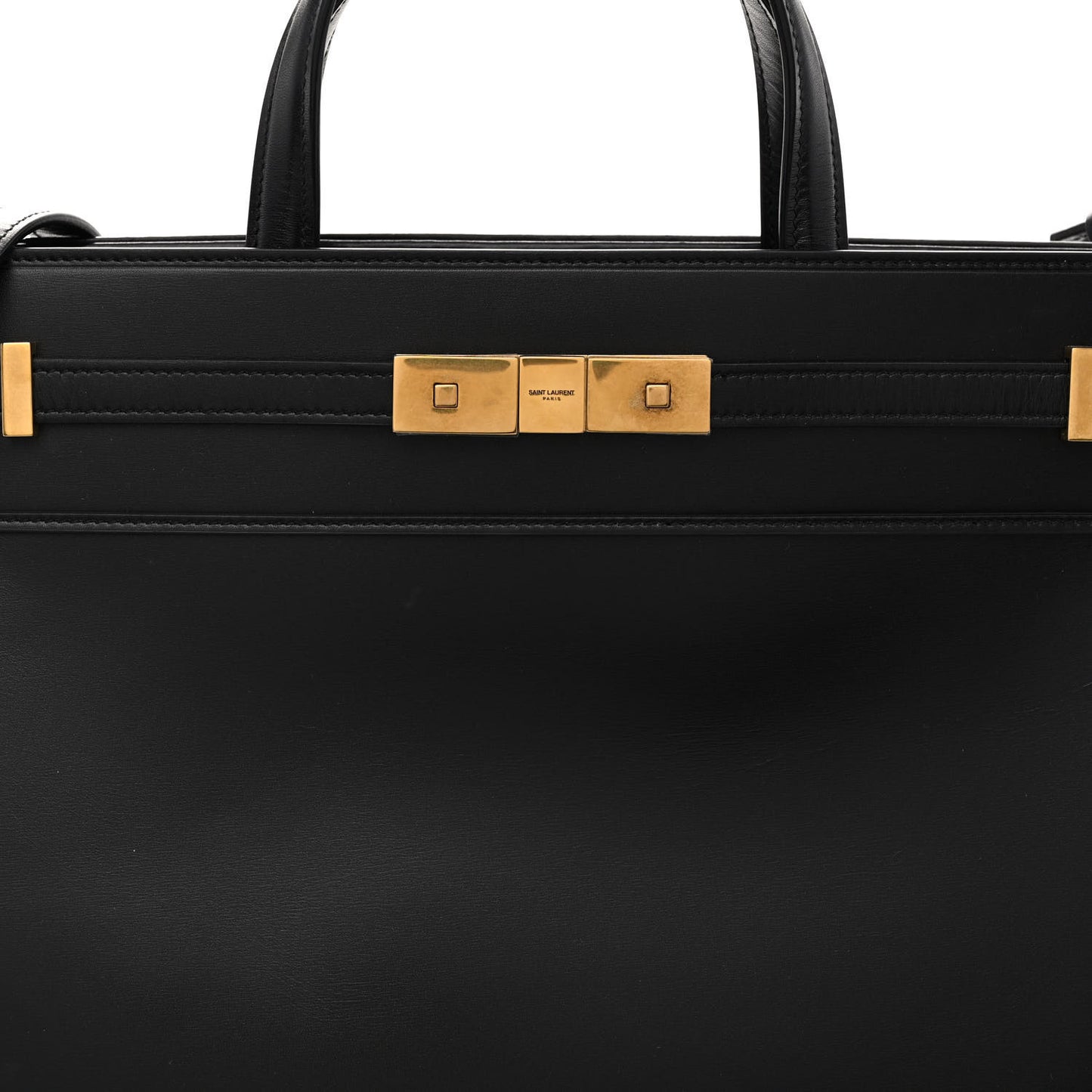 Calfskin Small Manhattan Shopper Tote Black