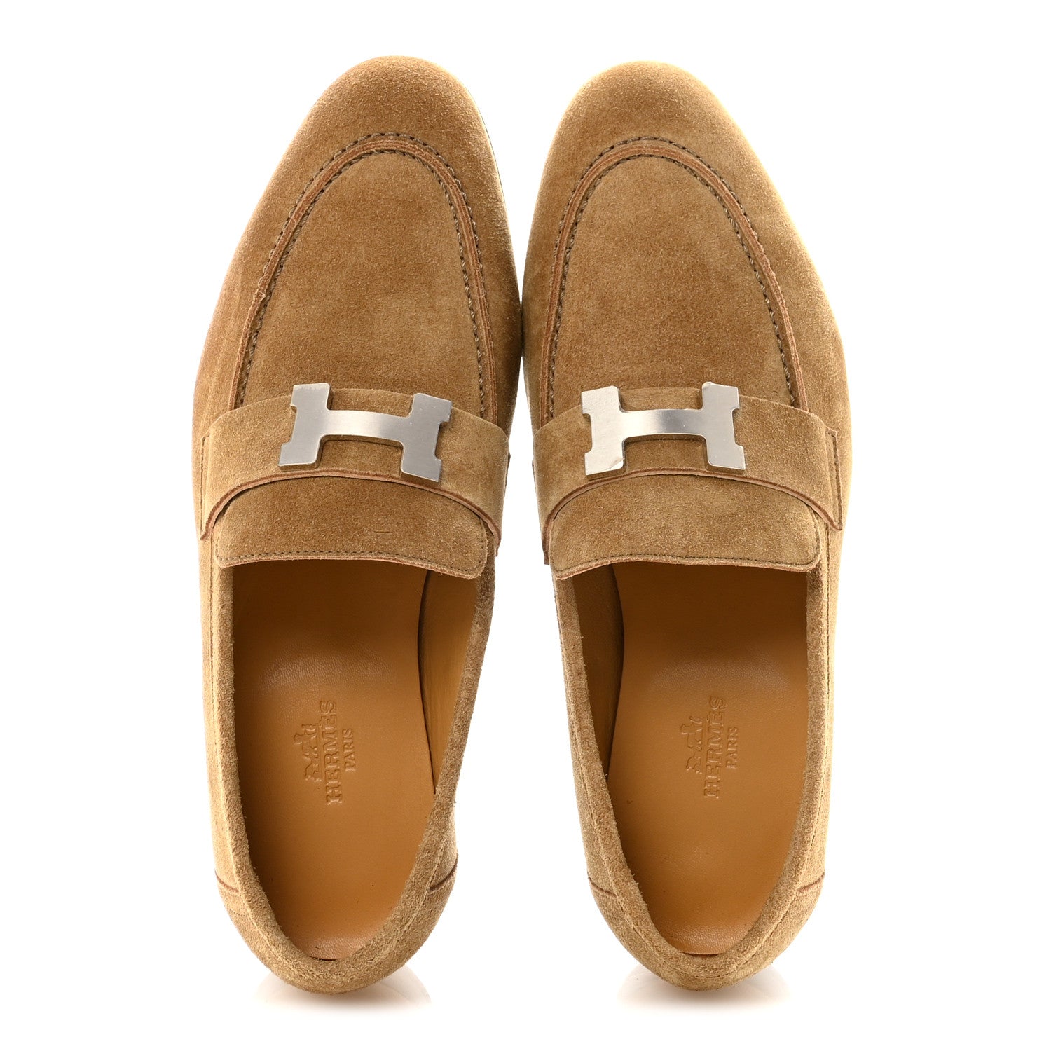 Hermes Suede Goatskin Paris Loafers 39 Marron Havane 2 of 10